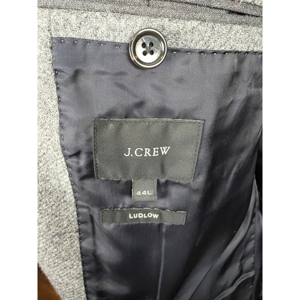 J‎ Crew Ludlow Blazer 44L Grey Moon Wool British Cloth Suede Elbow Patches Mens